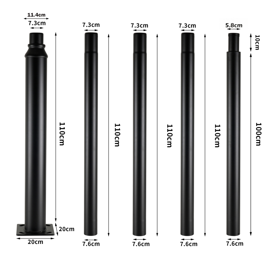Brilagi - LED Venkovní pouliční lampa se sloupem 5 m URBANSPARK LED/120W/230V černá IP65