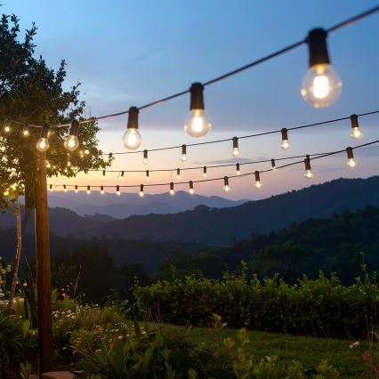 Brilagi - LED Venkovní dekorační řetěz GIRLANDA 25xE12/0,6W/230V 20m černá IP44 teplá bílá + dálkové ovládání