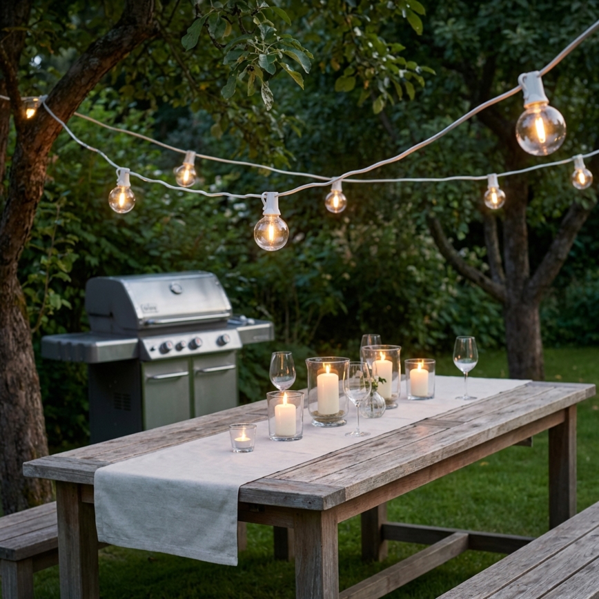 Brilagi - LED Venkovní dekorační řetěz GIRLANDA 10xE12/0,6W/230V 8m bílá IP44 teplá bílá