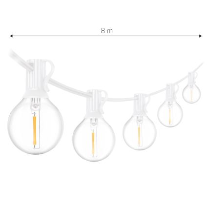 Brilagi - LED Venkovní dekorační řetěz GIRLANDA 10xE12/0,6W/230V 8m bílá IP44 teplá bílá