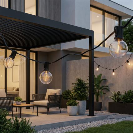 Brilagi - LED Venkovní dekorační řetěz GIRLANDA 10xE12/0,6W/230V 8m černá IP44 teplá bílá