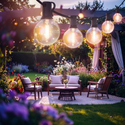 Brilagi - LED Venkovní dekorační řetěz GIRLANDA 10xE12/0,6W/230V 8m černá IP44 teplá bílá