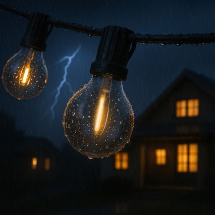 Brilagi - LED Venkovní dekorační řetěz GIRLANDA 10xE12/0,6W/230V 8m černá IP44 teplá bílá