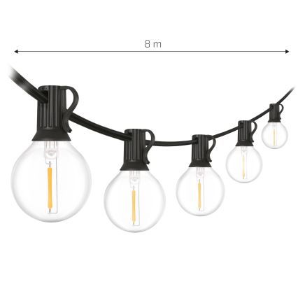 Brilagi - LED Venkovní dekorační řetěz GIRLANDA 10xE12/0,6W/230V 8m černá IP44 teplá bílá