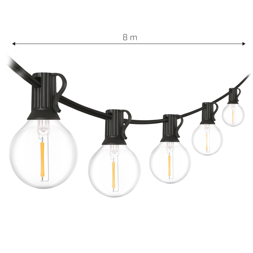 Brilagi - LED Venkovní dekorační řetěz GIRLANDA 10xE12/0,6W/230V 8m černá IP44 teplá bílá