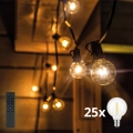 Brilagi - LED Venkovní dekorační řetěz GIRLANDA 25xE12/0,6W/24V 20m černá IP44 teplá bílá + dálkové ovládání