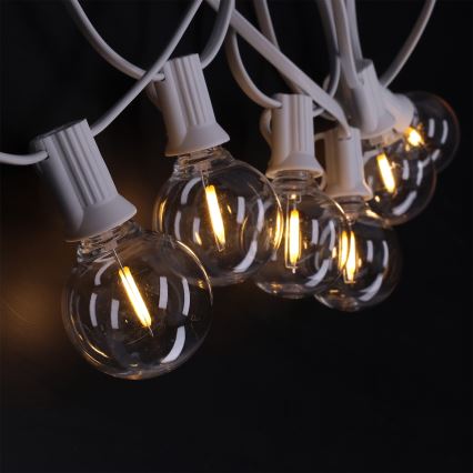 Brilagi - LED Venkovní dekorační řetěz GIRLANDA 25xE12/0,8W/230V 20m bílá IP44 teplá bílá
