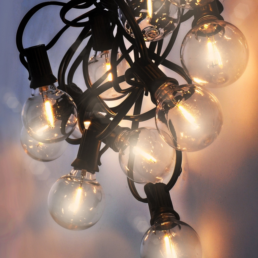 Brilagi - LED Venkovní dekorační řetěz GIRLANDA 25xE12 20m černá IP44 teplá bílá