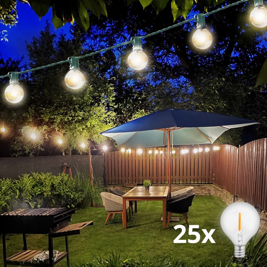 Brilagi - LED Venkovní dekorační řetěz GIRLANDA 25xE12 20m zelená IP44 teplá bílá