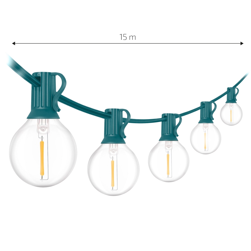 Brilagi - LED Venkovní dekorační řetěz GIRLANDA 25xE12/0,8W/230V 20m zelená IP44 teplá bílá