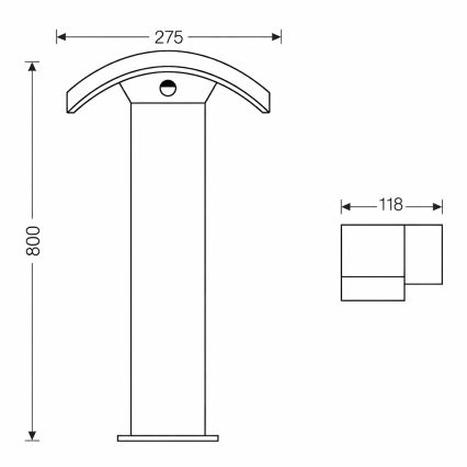 Brilagi - LED Venkovní lampa se senzorem ARCELO LED/9W/230V 80 cm IP54
