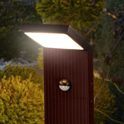 BRILAGI - LED Venkovní lampa se senzorem RIANO LED/8W/230V hnědá IP65 80 cm