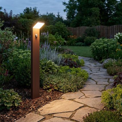 BRILAGI - LED Venkovní lampa se senzorem RIANO LED/8W/230V hnědá IP65 80 cm