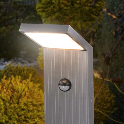 Brilagi - LED Venkovní lampa se senzorem RIANO LED/8W/230V stříbrná IP65 80 cm