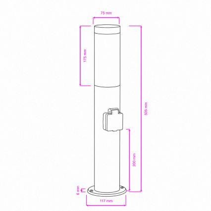 BRILAGI - LED Venkovní lampa se zásuvkou ELIA 1xE27/7W/230V 4000K IP44 50 cm antracit
