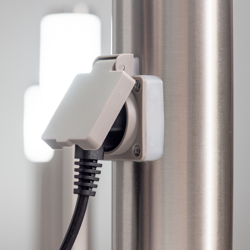 BRILAGI -  LED Venkovní lampa se zásuvkou ELIA 1xE27/7W/230V 4000K IP44 50 cm matný chrom