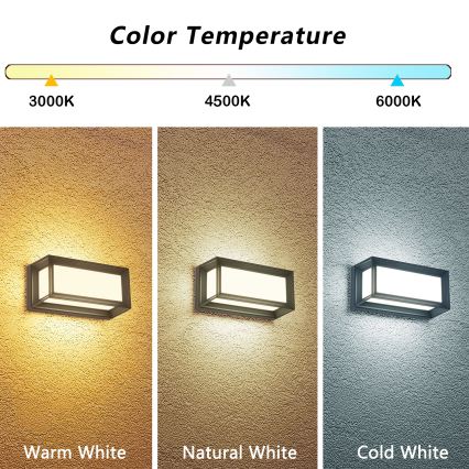 Brilagi - LED Venkovní nástěnné svítidlo PARKER LED/12W/230V 3000/4500/6000K antracit IP44