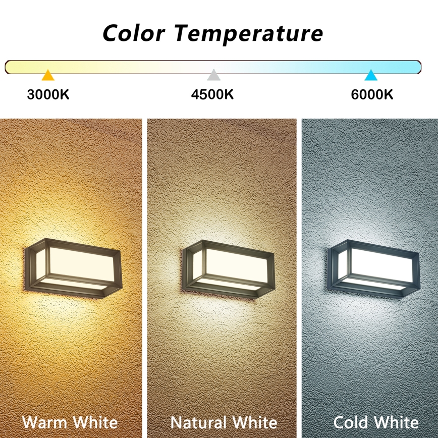 Brilagi - LED Venkovní nástěnné svítidlo PARKER LED/12W/230V 3000/4500/6000K antracit IP44
