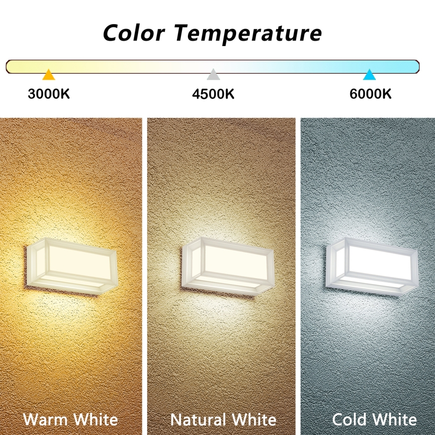 Brilagi - LED Venkovní nástěnné svítidlo PARKER LED/12W/230V 3000/4500/6000K bílá IP44