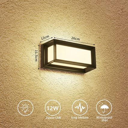 Brilagi - LED Venkovní nástěnné svítidlo PARKER LED/12W/230V 3000/4500/6000K černá IP44