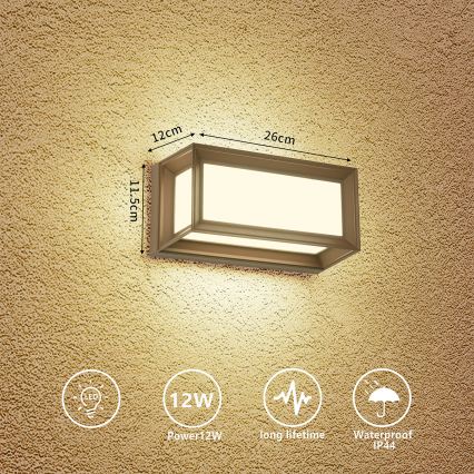 Brilagi - LED Venkovní nástěnné svítidlo PARKER LED/12W/230V 3000/4500/6000K hnědá IP44