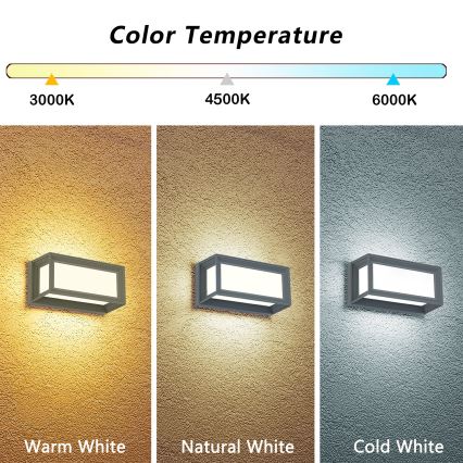 Brilagi - LED Venkovní nástěnné svítidlo PARKER LED/12W/230V 3000/4500/6000K šedá IP44