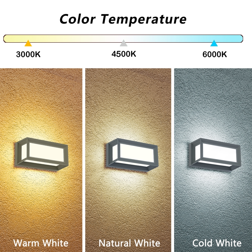 Brilagi - LED Venkovní nástěnné svítidlo PARKER LED/12W/230V 3000/4500/6000K šedá IP44