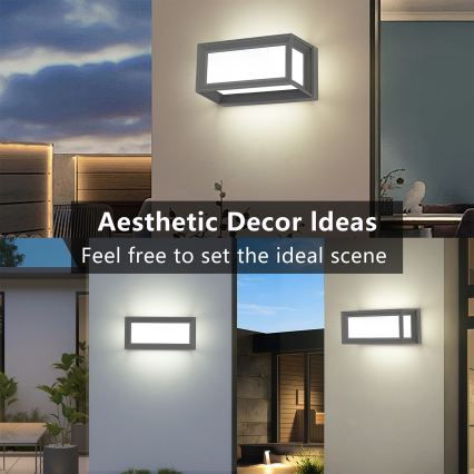 Brilagi - LED Venkovní nástěnné svítidlo PARKER LED/12W/230V 3000/4500/6000K šedá IP44