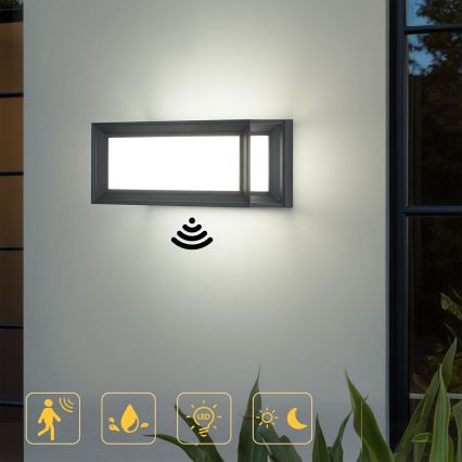 Brilagi - LED Venkovní nástěnné svítidlo se senzorem PARKER LED/12W/230V antracit IP44