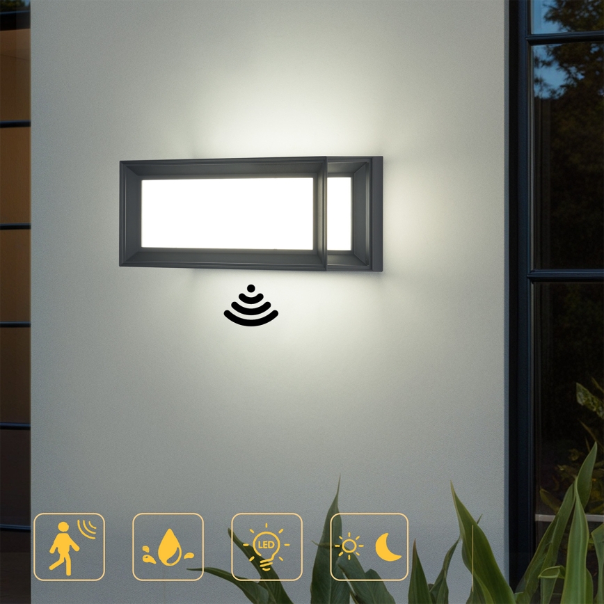 Brilagi - LED Venkovní nástěnné svítidlo se senzorem PARKER LED/12W/230V antracit IP44