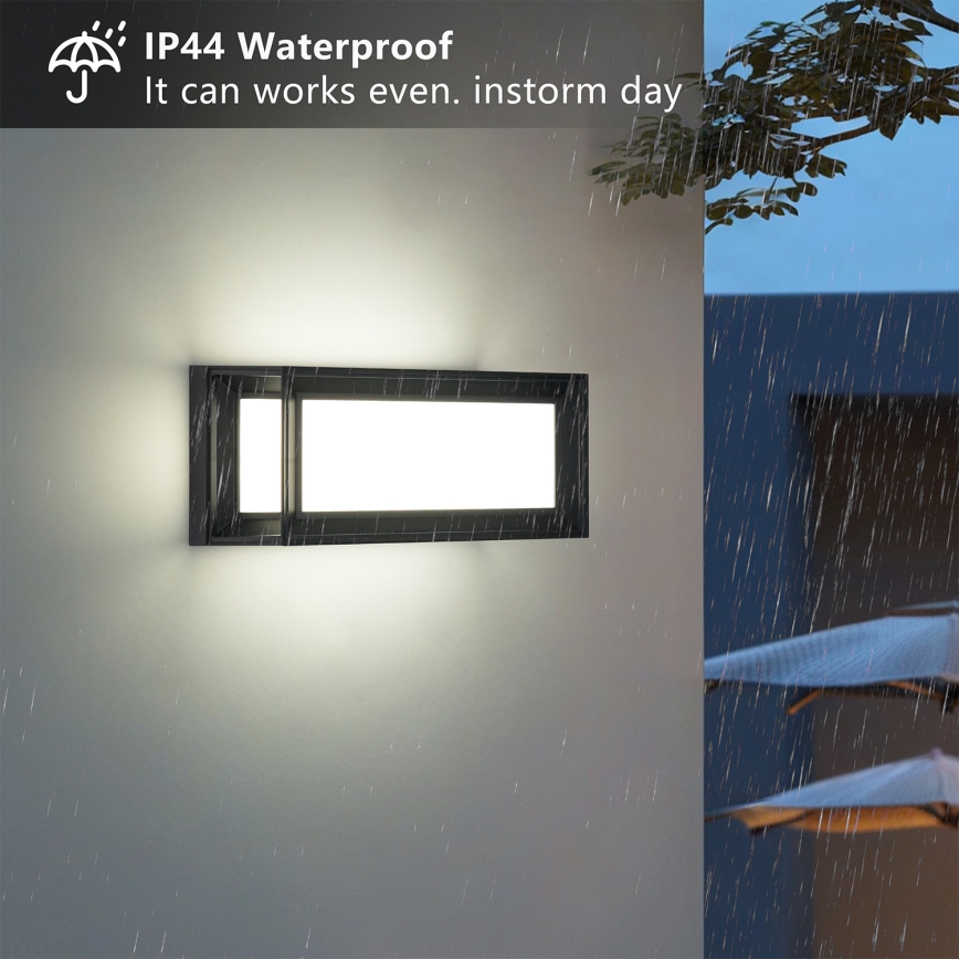 Brilagi - LED Venkovní nástěnné svítidlo se senzorem PARKER LED/12W/230V černá IP44