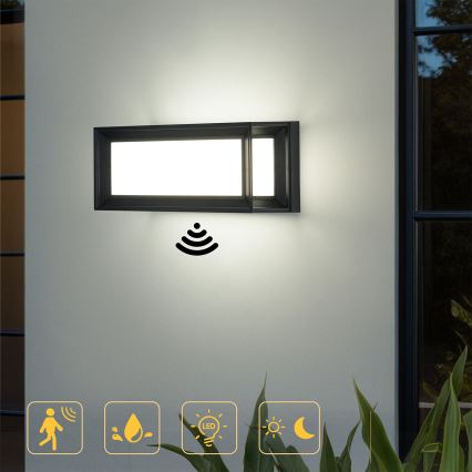 Brilagi - LED Venkovní nástěnné svítidlo se senzorem PARKER LED/12W/230V černá IP44