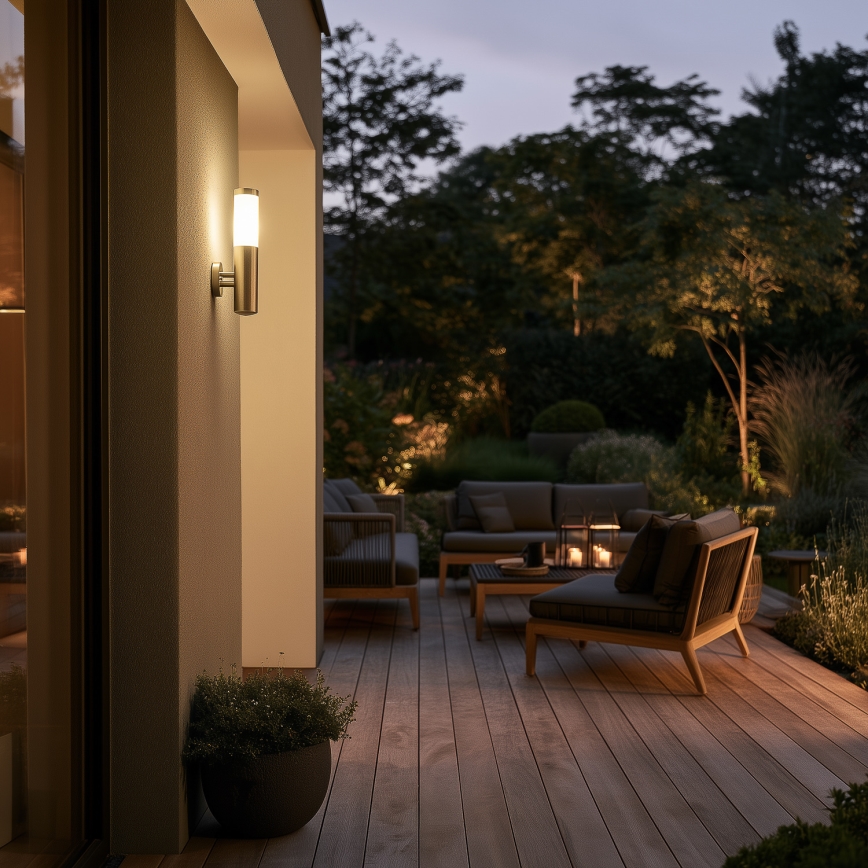BRILAGI - LED Venkovní nástěnná lampa ELIA 1xE27/7W/230V 4000K IP44 matný chrom