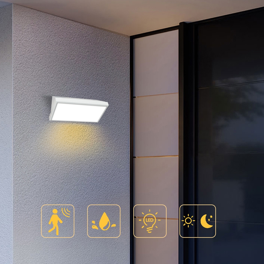 Brilagi - LED Venkovní nástěnné svítidlo se senzorem TRIANGLE LED/20W/230V bílá IP65