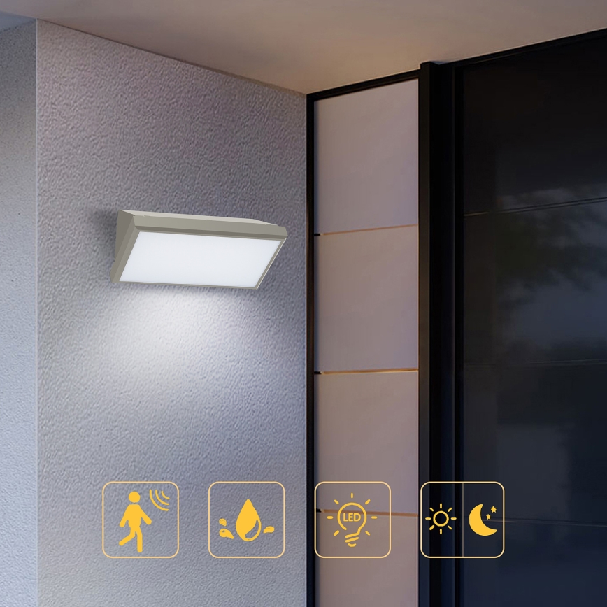 Brilagi - LED Venkovní nástěnné svítidlo se senzorem TRIANGLE LED/20W/230V šedá IP65