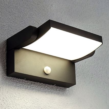 BRILAGI - LED Venkovní nástěnné svítidlo se senzorem pohybu a soumraku ANKLE LED/12W/230V IP65 černá