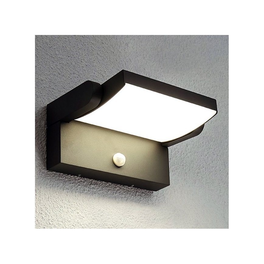 BRILAGI - LED Venkovní nástěnné svítidlo se senzorem pohybu a soumraku ANKLE LED/12W/230V IP65 černá