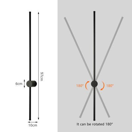 Brilagi - LED Venkovní nástěnné svítidlo AURA LED/20W/230V 4000K IP54 97 cm černá