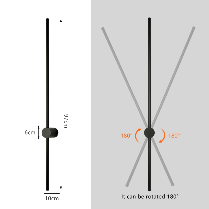 Brilagi - LED Venkovní nástěnné svítidlo AURA LED/20W/230V 4000K IP54 97 cm černá