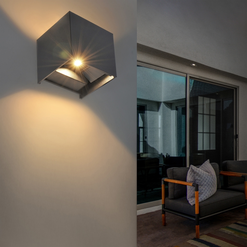 Brilagi - LED Venkovní nástěnné svítidlo CUBE LED/6W/230V antracit IP54