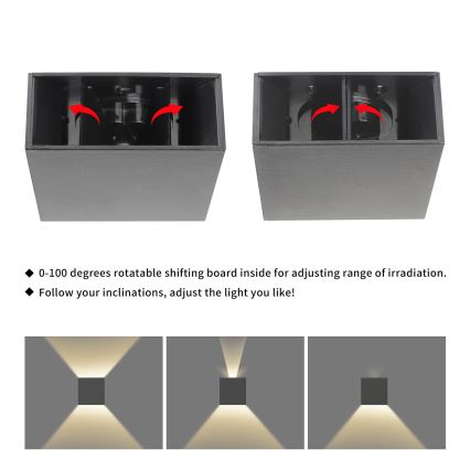 Brilagi - LED Venkovní nástěnné svítidlo DOUBLERAY LED/4W/230V antracit IP65