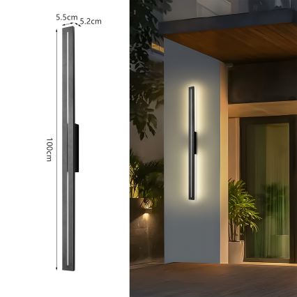Brilagi - LED Venkovní nástěnné svítidlo LINEO LED/24W/230V 4000K IP65 100 cm černá