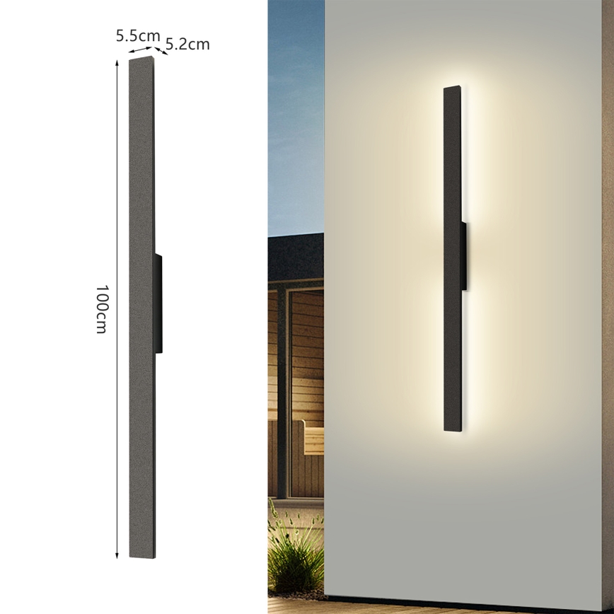 Brilagi - LED Venkovní nástěnné svítidlo LUNA LED/24W/230V 4000K IP65 100 cm černá CRI 90