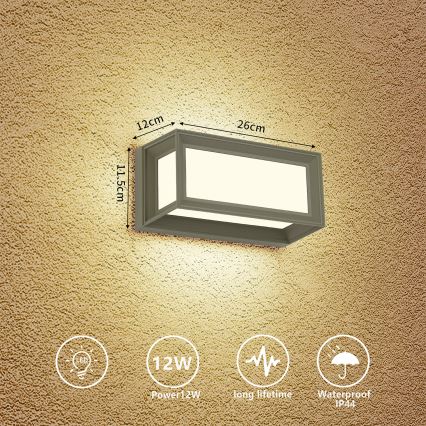 Brilagi - LED Venkovní nástěnné svítidlo PARKER LED/12W/230V šedá IP44