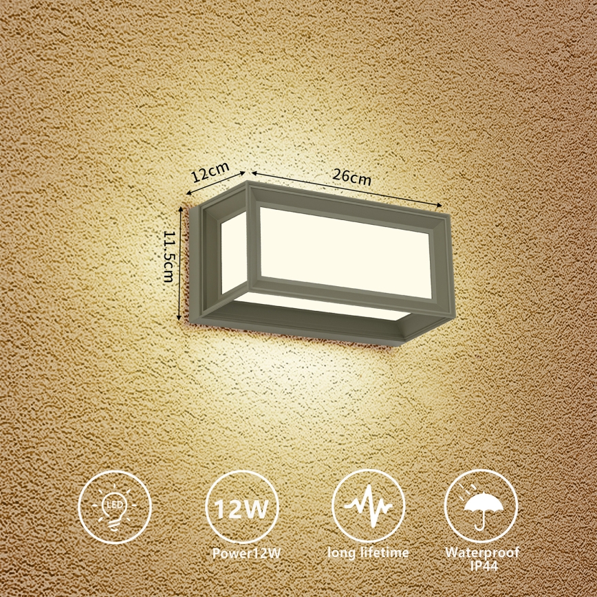 Brilagi - LED Venkovní nástěnné svítidlo PARKER LED/12W/230V šedá IP44