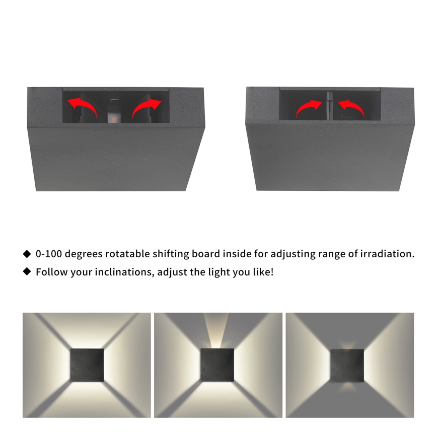 Brilagi - LED Venkovní nástěnné svítidlo QUADRAY LED/4W/230V antracit IP65