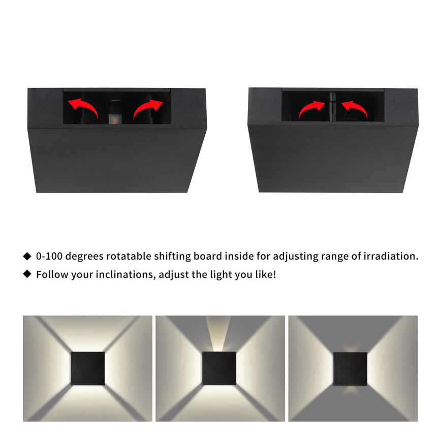 Brilagi - LED Venkovní nástěnné svítidlo QUADRAY LED/4W/230V černá IP65