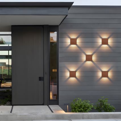 Brilagi - LED Venkovní nástěnné svítidlo QUADRAY LED/6W/230V dekor dřeva IP54