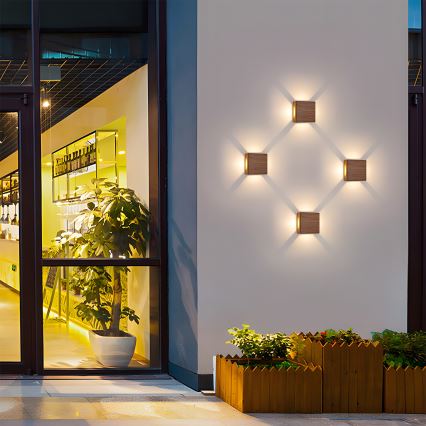 Brilagi - LED Venkovní nástěnné svítidlo QUADRAY LED/6W/230V dekor dřeva IP54