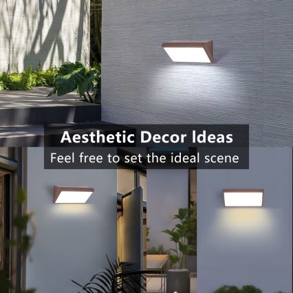 Brilagi - LED Venkovní nástěnné svítidlo se senzorem TRIANGLE LED/20W/230V hnědá IP65
